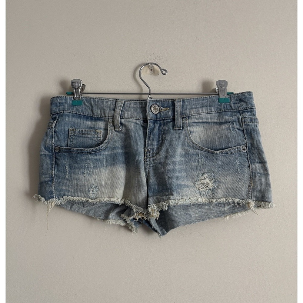 Vintage Micro Mini Low Mid Rise Shorts Cotton Size 5 Small Y2K Grunge Mall 00s